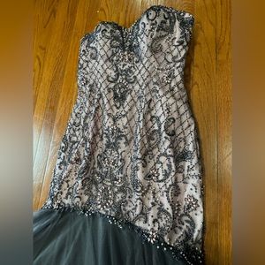 Smoke Tulle Long Beaded Dress